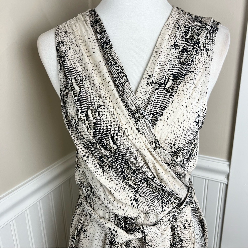 Paper Heart Snake Print Wrap Midi Dress Sleeveless Faux Wrap Large - Picture 8 of 12